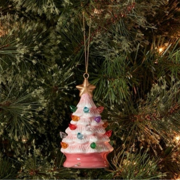 Retro Vintage Inspired LED Christmas Tree and Reindeer Ornament Set Pink - Picture 6 of 6